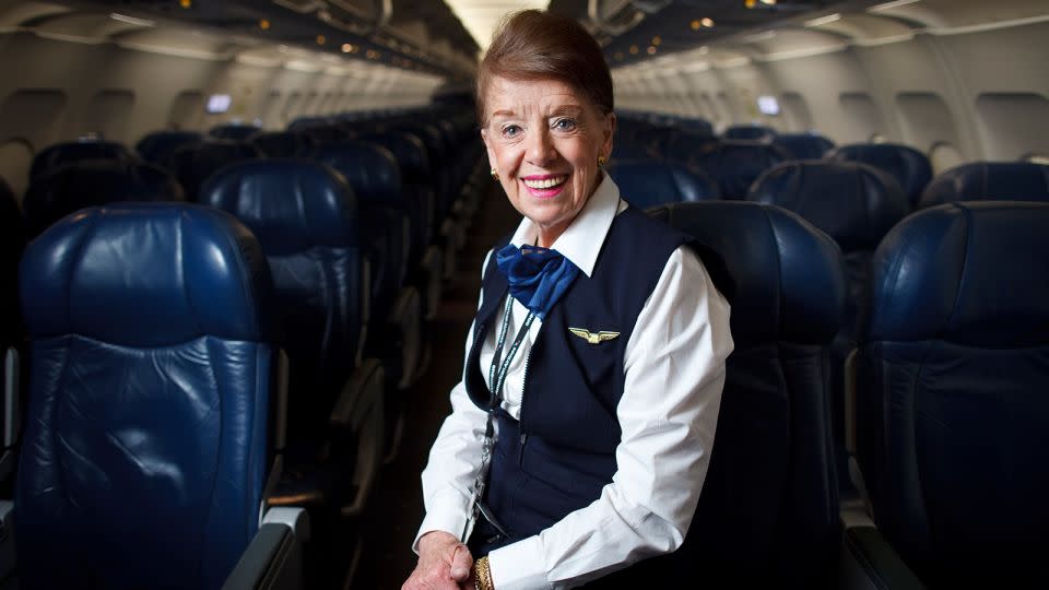 “Bette’s remarkable career spanned over six decades, during which she touched countless lives with her warmth, dedication and unparalleled service,” said the Association of Professional Flight Attendants. - Dina Rudick/The Boston Globe/Getty Images/FILE