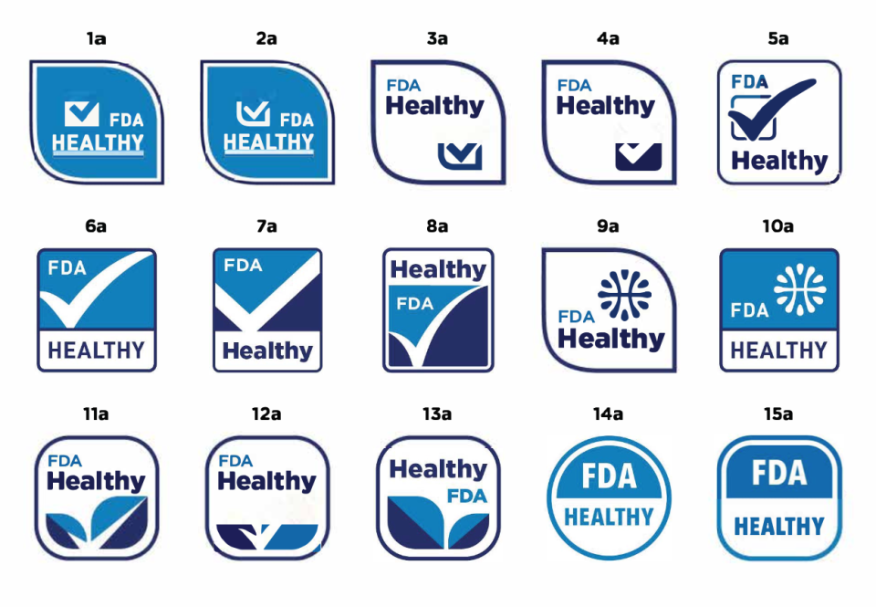 Draft logos the FDA said it could test in developing its new 