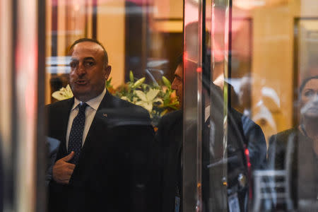 Turkey's Minister of Foreign Affairs Mevlut Cavusoglu departs a meeting to discuss the Rohingya situation during the United Nations General Assembly in New York City, U.S. September 18, 2017. REUTERS/Stephanie Keith