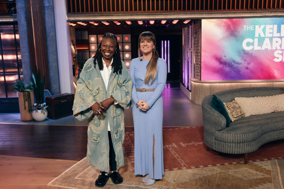 THE KELLY CLARKSON SHOW -- Episode 7I142 -- Pictured: (l-r) Whoopi Goldberg, Kelly Clarkson -- (Photo by: Weiss Eubanks/NBCUniversal via Getty Images)