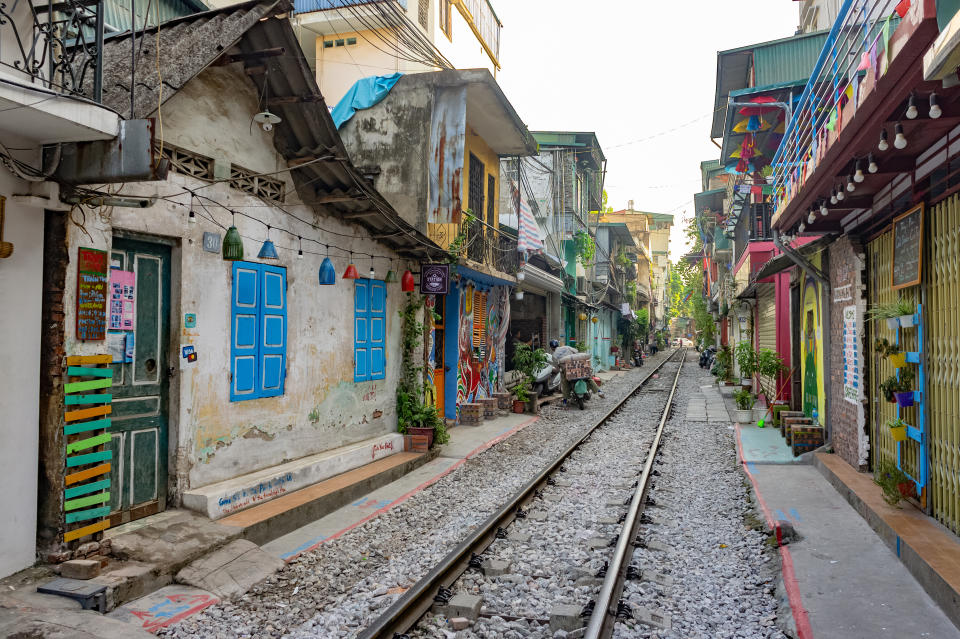 Hanoi, Vietnam. Oct 12, 2019. Hanoi Train Street. Life beside the train tracks in Old City.