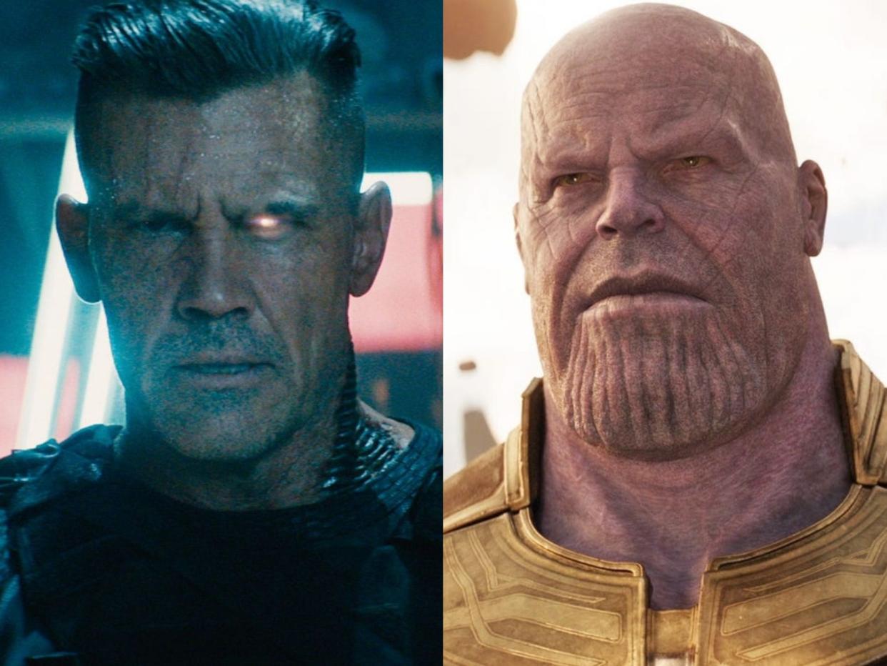 Josh Brolin as Cable in 'Deadpool 2' and Thanos in 'Avengers: Endgame' (Fox/Disney)