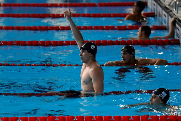 El nadador brasileño Phelipe Melo se consagra campéon de los 50 metros libres de los Juegos Parapanamericanos el 18 de noviembre de 2023 en Santiago (Javier Torres)