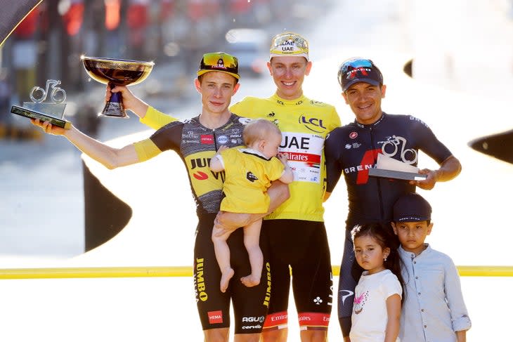 <span class="article__caption">The 2021 Tour de France podium.</span> (Photo: Garnier Etienne – Pool/Getty Images)