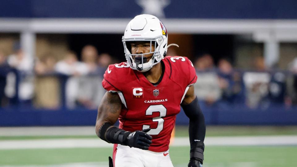 Arizona Cardinals safety Budda Baker defends.