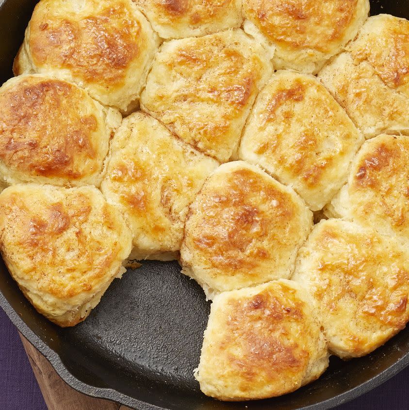 skillet biscuits in cast iron with one removed