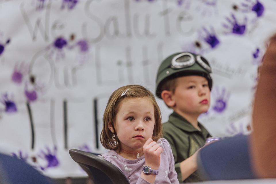 Meadow Lark Elementary students Ezekial and Zola Brody received Purple Star Student awards Thursday at the Purple Up Recognition Lunch in honor of military families at the Early Learning Family Center.