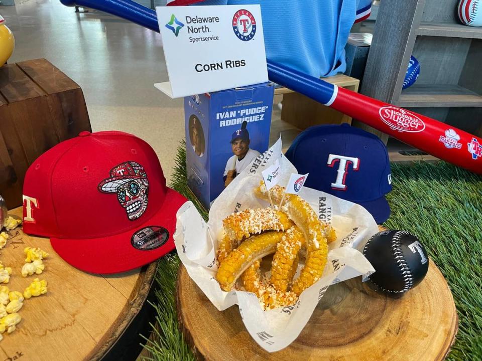 Corn ribs are a healthier barbecue option for Texas Rangers fans.