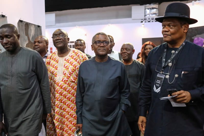 Nigerian billionaire Aliko Dangote, visits the Art X in Lagos