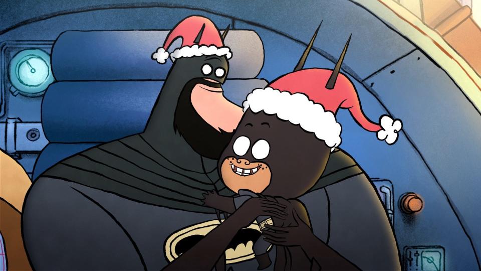 The animated "Merry Little Batman" is a holiday tale that focuses on the Dark Knight (left, voiced by Luke Wilson) as Bat-dad to Damian Wayne (Yonas Kibreab).