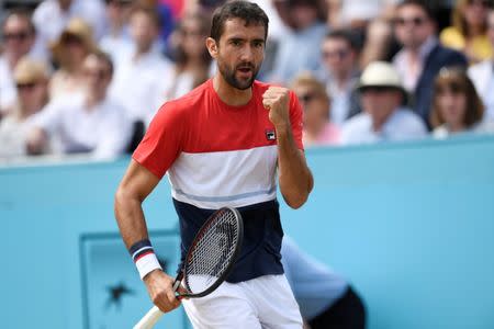 Tennis - ATP 500 - Fever-Tree Championships - The Queen's Club, London, Britain - June 23, 2018 Croatia's Marin Cilic reacts during his semi final match against Australia's Nick Kyrgios Action Images via Reuters/Tony O'Brien