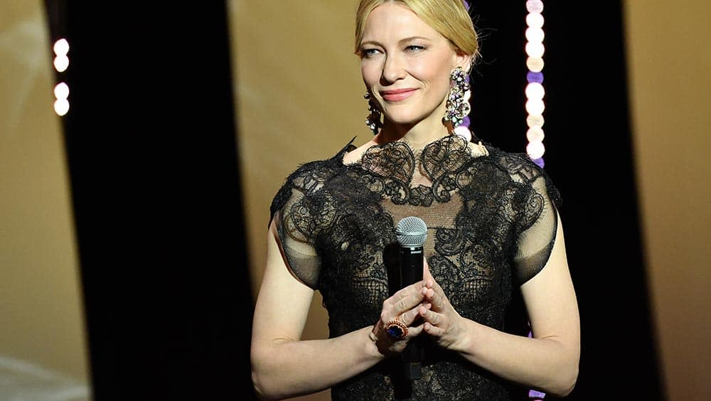 Cate Blanchett, présidente du jury du 71e festival de Cannes, le jour de l'ouverture du festival, le 8 mai. - Alberto Pizzoli - AFP