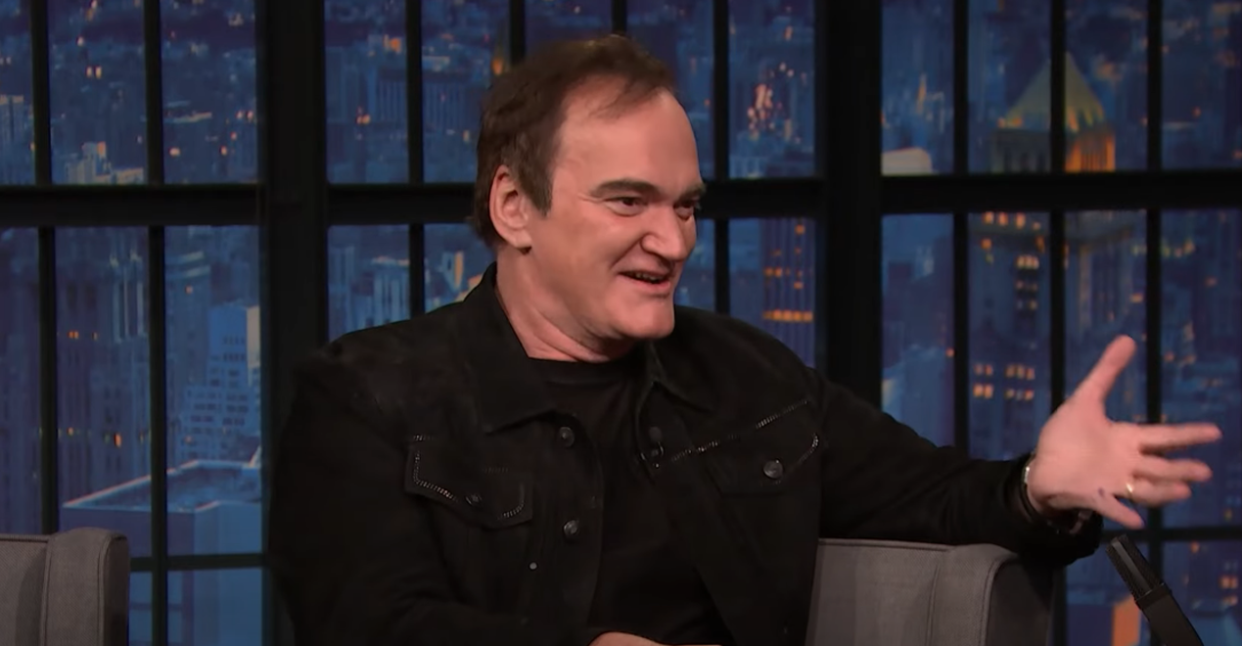  Quentin Tarantino sitting panel on Late Night With Seth Meyers. 