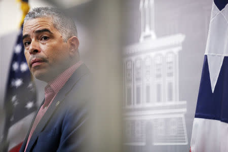 FILE PHOTO - Ricardo Ramos, executive director of the Electric Power Authority of Puerto Rico (PREPA), attends a news conference, in San Juan, Puerto Rico November 2, 2017. REUTERS/Alvin Baez/File Photo