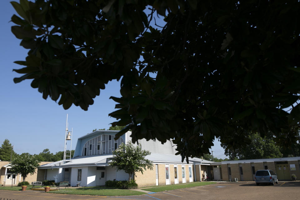 The site of St. Francis of Assisi church and school in Greenwood, Miss., Monday, June 10, 2019. Three men say they were sexually abused by Franciscan friars when they were students at the school. (AP Photo/Wong Maye-E)