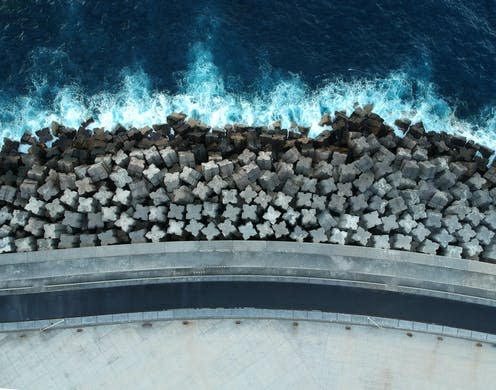   <span class="attribution"><a class="link " href="https://www.shutterstock.com/image-photo/concrete-breakwaters-seascape-tetrapodes-protect-coastal-1042670491" rel="nofollow noopener" target="_blank" data-ylk="slk:Maksym Medvinskyi/Shutterstock;elm:context_link;itc:0;sec:content-canvas">Maksym Medvinskyi/Shutterstock</a></span>