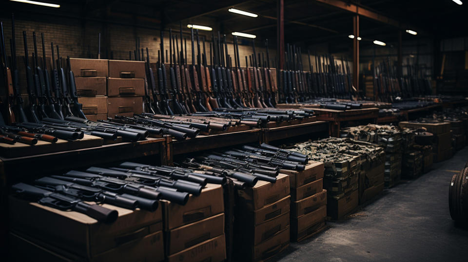 A row of raw materials in pristine condition, waiting to be crafted into firearms.
