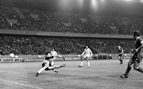 Alan Kennedy scores Liverpool's winner in the 1981 final against Real Madrid - Credit: DOMINIQUE FAGET/AFP/Getty Images