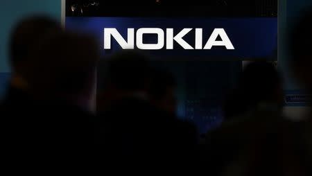 The Nokia logo is seen at the Mobile World Congress in Barcelona, Spain, February 28, 2018. REUTERS/Sergio Perez