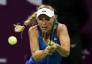 Tennis - Qatar Open - Women's Singles - Final Match - Caroline Wozniacki of Denmark v Karolina Pliskova of the Czech Republic - Doha, Qatar - 18/2/2017 - Wozniacki in action. REUTERS/Ibraheem Al Omari