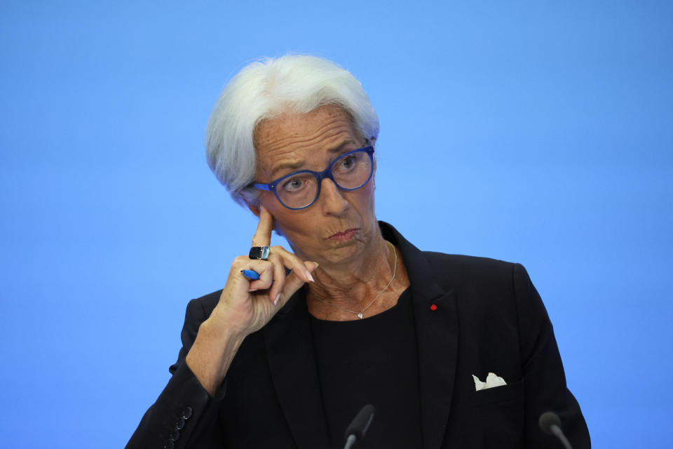 President of the European Central Bank (ECB) Christine Lagarde attends a news conference following the ECB's monetary policy meeting, in Frankfurt, Germany, July 21, 2022. REUTERS/Wolfgang Rattay