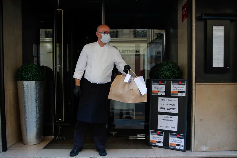 Paris Michelin-starred restaurant serve takeaways amid the outbreak of the coronavirus disease