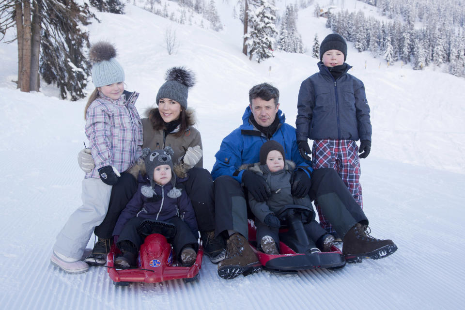 Crown Prince Frederik Crown Princess Mary and children in Switzerland skiing