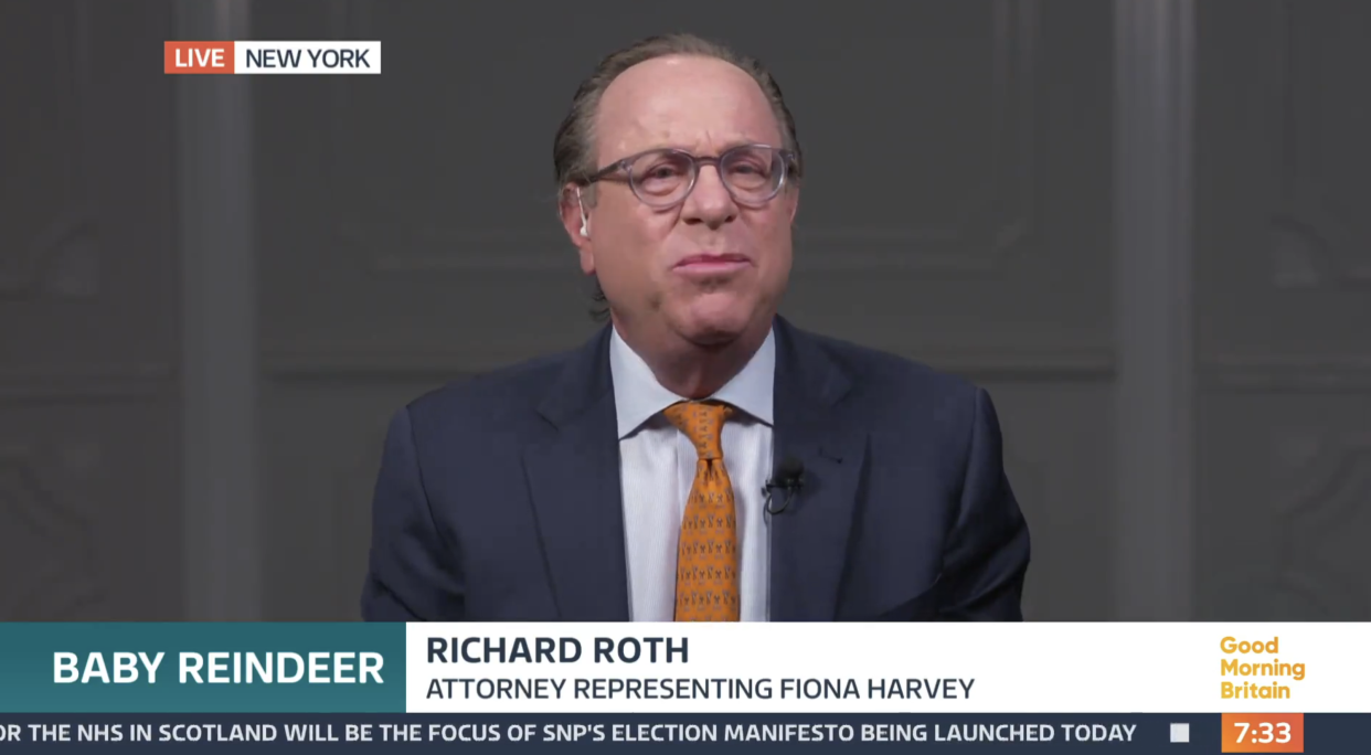 The lawyer representing Fiona Harvey, Richard Roth. (ITV screengrab)