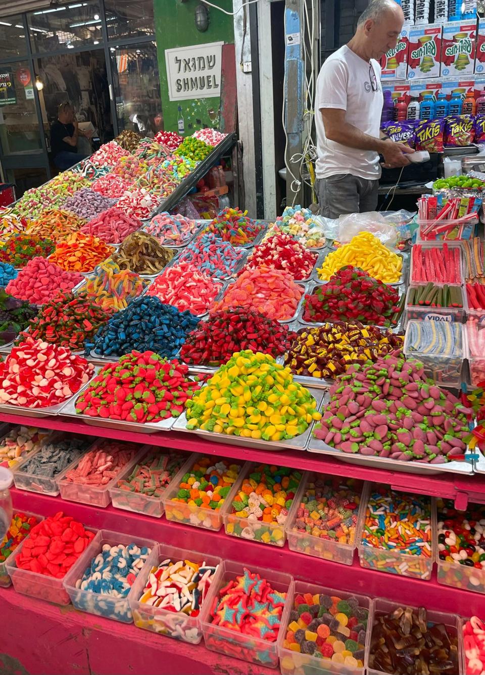 Lindy Passer of Stockton used an Apple iPhone 12 Mini to photograph the colors of an candy vendor in the Jerusalem Shuk (outdoor marketplace).