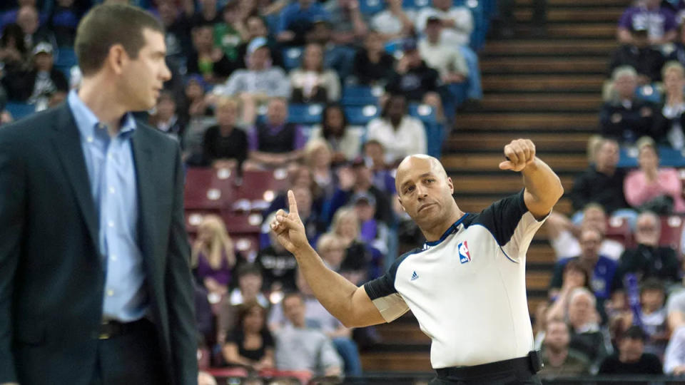 Referee Marc Davis handed Brad Stevens his first (and last) career ejection late in a February 2014 game in Sacramento.