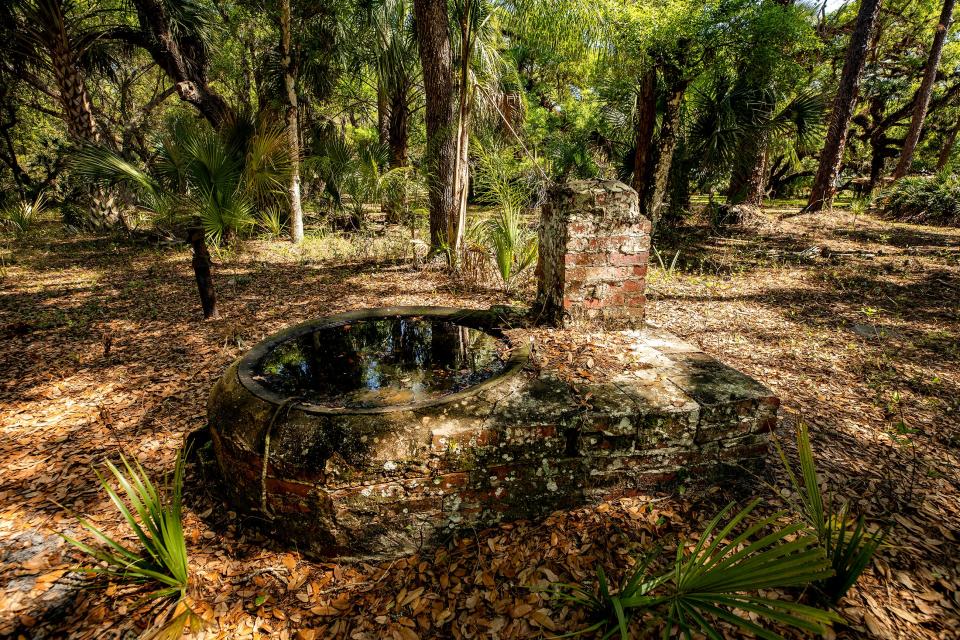 Remnants of a sugar mill are seen in a wooded section of Creek Legacy Ranch in the Lake Hatchineha area. A previous owner recalled the ranch manager using a horse to grind sugar cane and boil the pulp into molasses.