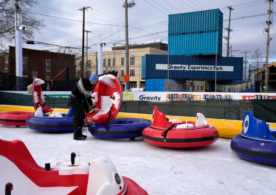 Ice bumper cars at Land-Grant Brewing Company's Gravity Experience Park are a new attraction in Columbus.