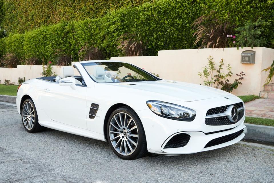 Welch’s 2018 Mercedes-Benz SL 550 convertible, which could fetch $100,000, is also up for bid. Courtesy Julien's Auctions