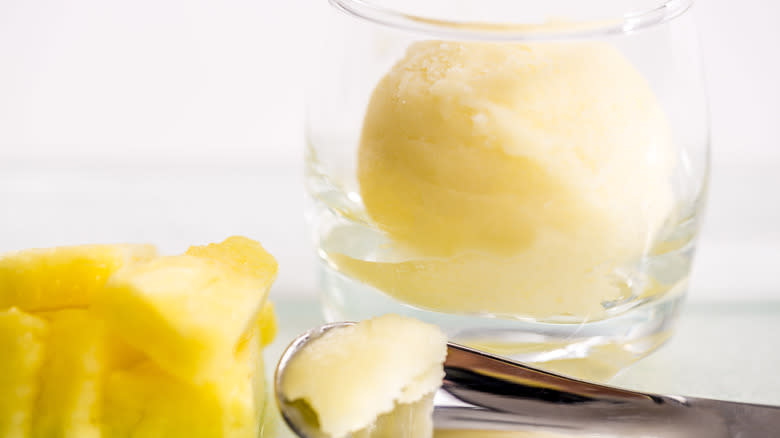 Pineapple sorbet scoop