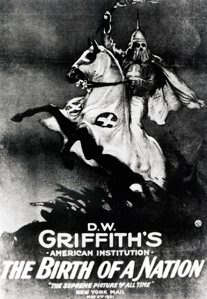A movie poster for D. W. Griffith's film *The Birth of a Nation*, 1921.