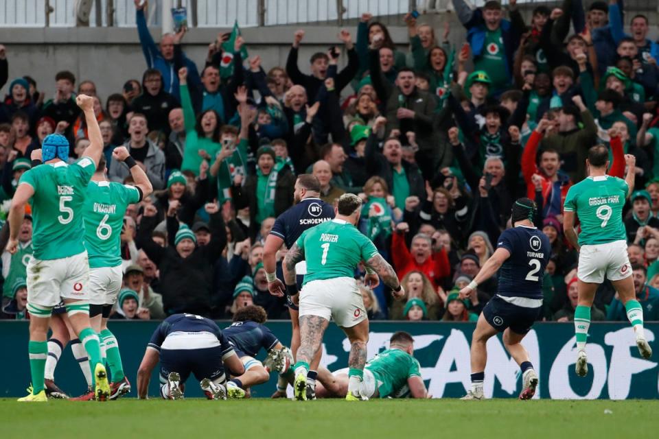 Dan Sheehan was gifted his fifth try of the tournament (AP)