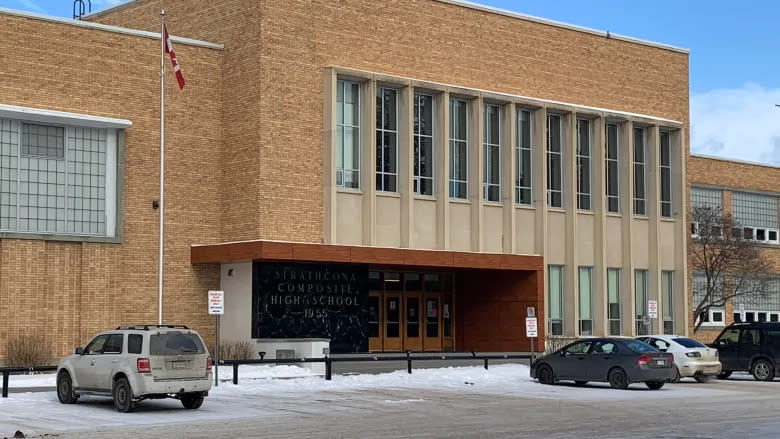 A group called "Scona White Student Alliance" called on students at Strathcona High School to "rise up" and fight "racism against white people" in social media posts on the weekend. (Scott Neufeld/CBC)