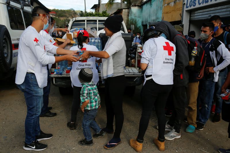 Hondurans take part in a new caravan of migrants set to head to the United States