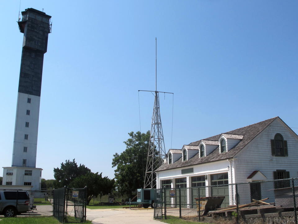 In this Tuesday, July 31, 2012 photo, Charleston Light, the last major lighthouse built in the United States, is seen on Sullivans Island, S.C. The National Park Service is considering alternatives in a draft management plan to refurbish the lighthouse and provide public access. (AP Photo/Bruce Smith)