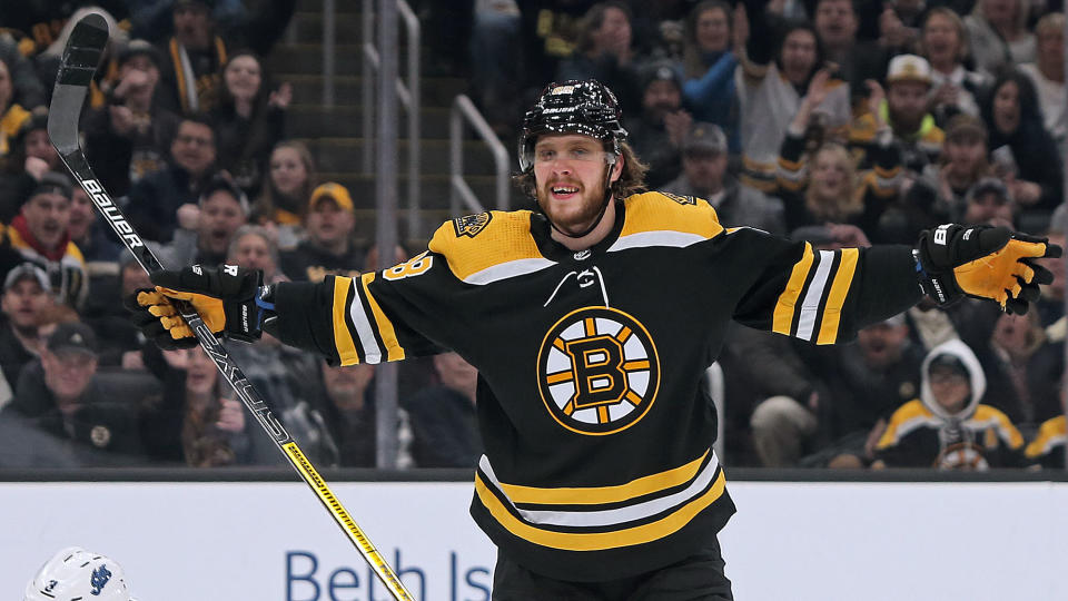 Boston Bruins star David Pastrnak has emerged as his team's most important player in 2019-20. (Matt Stone/MediaNews Group/Boston Herald)