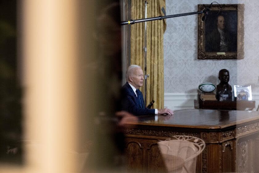 President Joe Biden speaks from the Oval Office of the White House, Thursday, Oct. 19, 2023, in Washington, about the war in Israel and Ukraine. (AP Photo/Andrew Harnik)