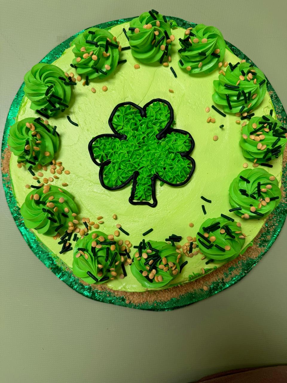 Checkerboard Cheesecake in Alliance is serving up two sizes of this shamrock cheesecake.