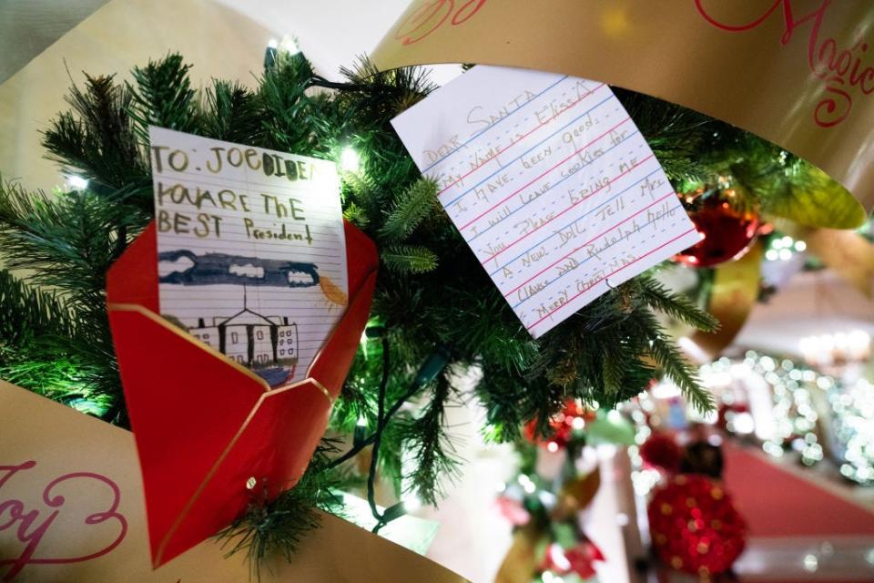 Letters to Joe Biden and Santa in the 2023 White House Christmas decorations