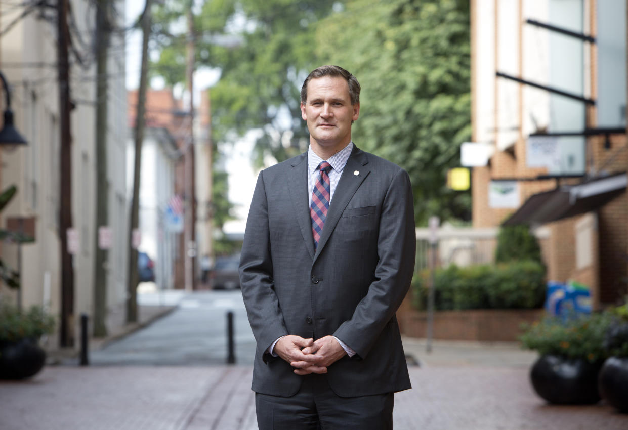 Charlottesville Mayor Michael Signer on the Downtown Mall in Charlottesville, Va., Tuesday, Aug. 15, 2017. (Photo: Julia Rendleman/AP)