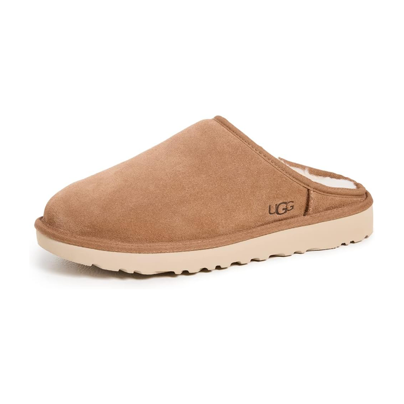 <p><a href="https://www.amazon.com/UGG-Classic-Slip-Slipper-Chestnut/dp/B09PSSH6FR/ref=asc_df_B09PSSH6FR/?tag=syn-yahoo-20&linkCode=df0&hvadid=602043550028&hvnetw=g&hvrand=6412997100008557220&hvdev=c&hvlocphy=9067609&hvtargid=pla-1677519882189&psc=1&mcid=eacdb326a86f3e33b2f23cdc4d40929d&gclid=CjwKCAiA6KWvBhAREiwAFPZM7mhd9CQJGxO3qlaH47XJAOnjdcw5BowiqIsTH2n6u3s-diwRsvJzFxoCX8IQAvD_BwE&ascsubtag=%5Bartid%7C10054.g.60125562%5Bsrc%7Cyahoo-us" rel="nofollow noopener" target="_blank" data-ylk="slk:Shop Now;elm:context_link;itc:0;sec:content-canvas" class="link rapid-noclick-resp">Shop Now</a></p><p>Classic Slip-On Slippers</p><p>amazon.com</p><p>$110.00</p>