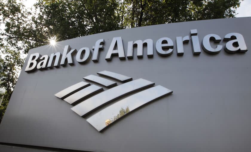 FILE - A Bank of America logo is displayed at a branch office in Palo Alto, Calif., Monday, Sept. 12, 2011. The Boston Marathon has agreed to a 10-year sponsorship deal with Bank of America that organizers hope will allow the world's oldest and most prestigious annual 26.2-mile road race to grow over the next decade while maintaining its historic character. Financial terms of the deal announced Monday, March 27, 2023, were not disclosed. (AP Photo/Paul Sakuma, File)