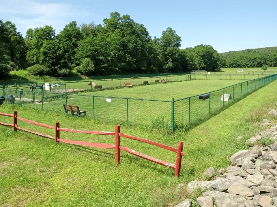 Riverside Dog Park in Hawley is open daily, at no charge. Park rules are posted. It is accessed off Church Street near the railroad crossing, within Riverside Park. Local dog owners proposed it in 2017 and with borough's blessings, raised funds. The park opened in 2020. Dog park supporters have proposed to Hawley Parks & Recreation about the possibility of erecting a pavilion.