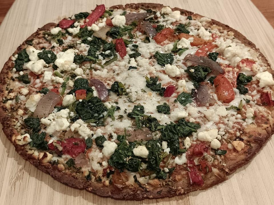 Pizza with Mediterranean toppings