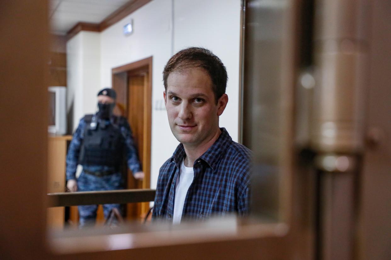 Wall Street Journal correspondent Evan Gershkovich attends an appeal hearing at Moscow City Court (EPA)