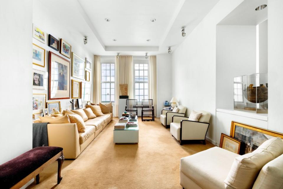 The prewar co-op sports 12-foot ceilings allowing for plenty of art displays. Melanie Greene